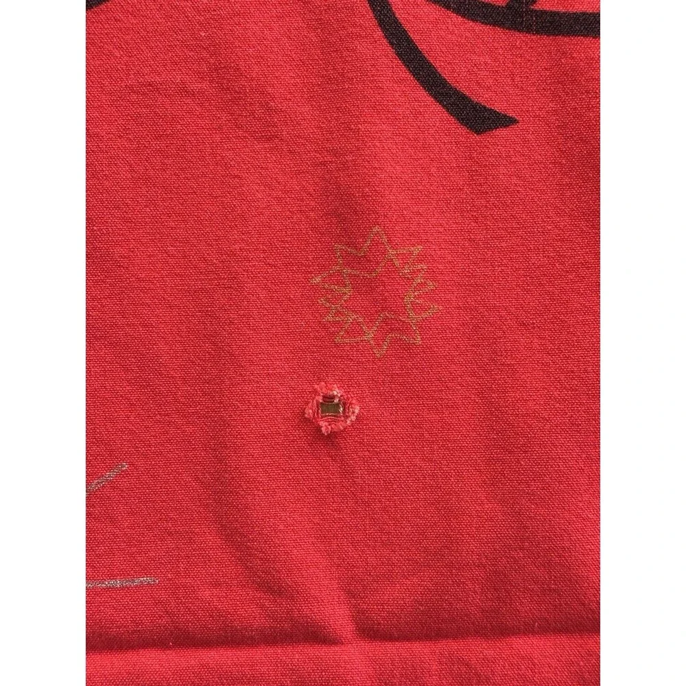 California Hand Prints 50/60s Red Christmas Tablecloth Atomic Reindeer 52x64 MCM